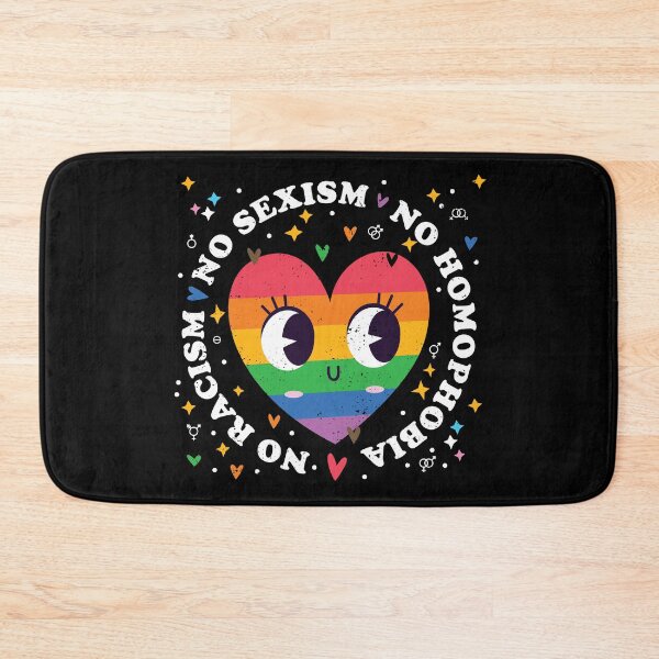 Item preview, Rainbow Heart: No Racism, No Sexism, No Homophobia designed and sold by Happy Puppy Print On Demand.