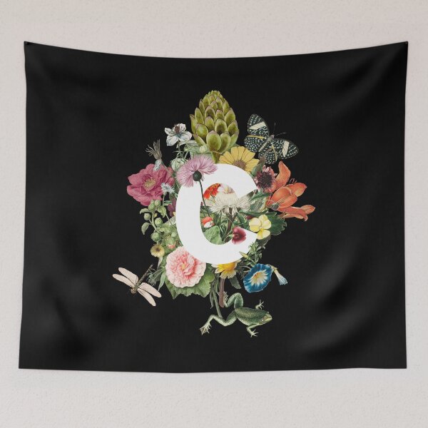 Item preview, Letter C with Baroque Flowers, Artichoke, and Frog designed and sold by Trish Dish.