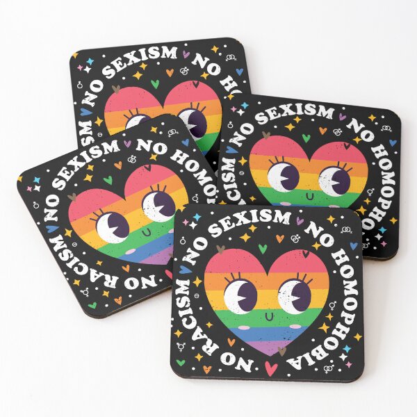 Item preview, Rainbow Heart: No Racism, No Sexism, No Homophobia designed and sold by Happy Puppy Print On Demand.