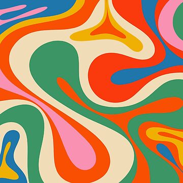 Mod Swirl Colorful Retro Abstract Pattern in Rainbow Pop Colours