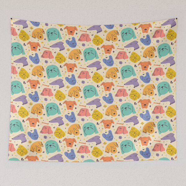 Item preview, Colourful dog faces pattern - cute gift designed and sold by Paperfly Studio.