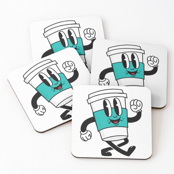 Item preview, Coffee Cup Man (CYAN SMILING) - Rubber Hose Style designed and sold by Kev Prescott.