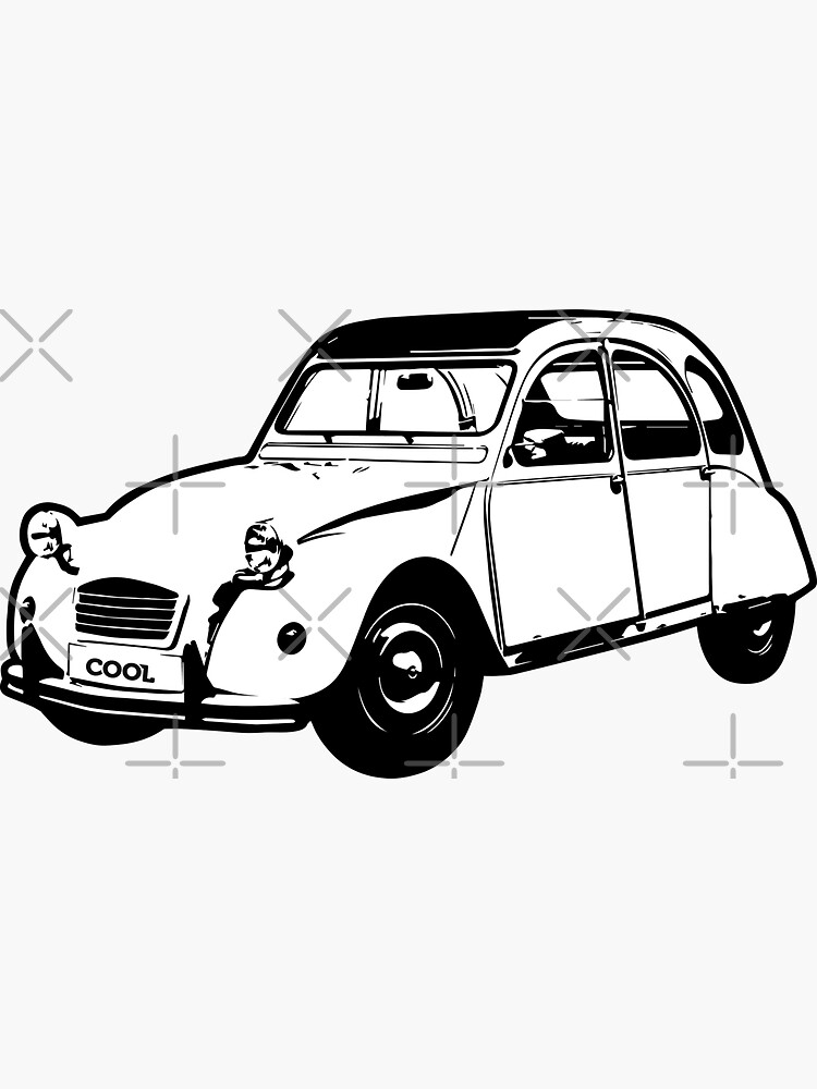 "White Classic French Car" Sticker by CoolRide Redbubble