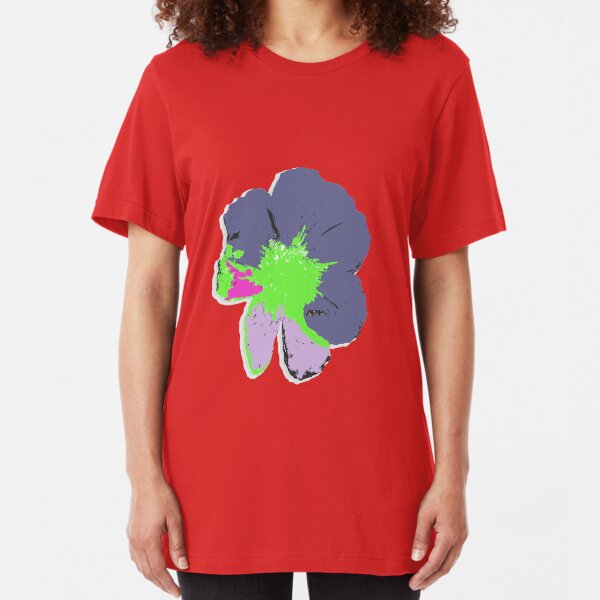Color Splash Pop Art Flower Slim Fit T-Shirt