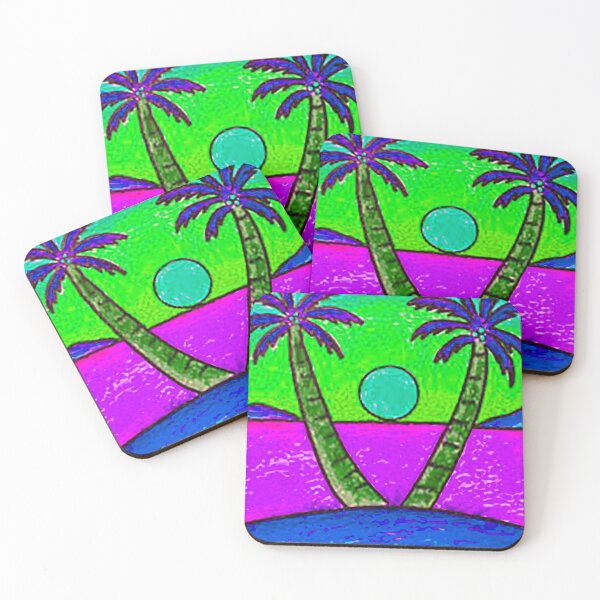 Item preview,  Deserted Island, Tropical sunset, Crayon Tropical Sunset, Palm Trees, Coloring book Tropical island, Blue Lagoon designed and sold by Nostrathomas66.