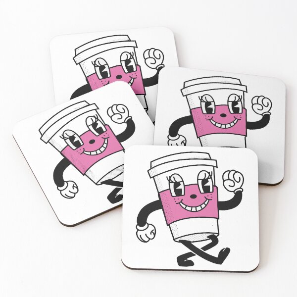 Item preview, Coffee Cup Lady (PINK SMILING) - Rubber Hose Style designed and sold by Kev Prescott.