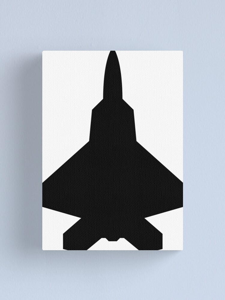 Simple minimalist jet fighter F22 plain black Canvas Print