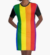 Vertical Gay Pride Rainbow Flag Graphic T-Shirt Dress