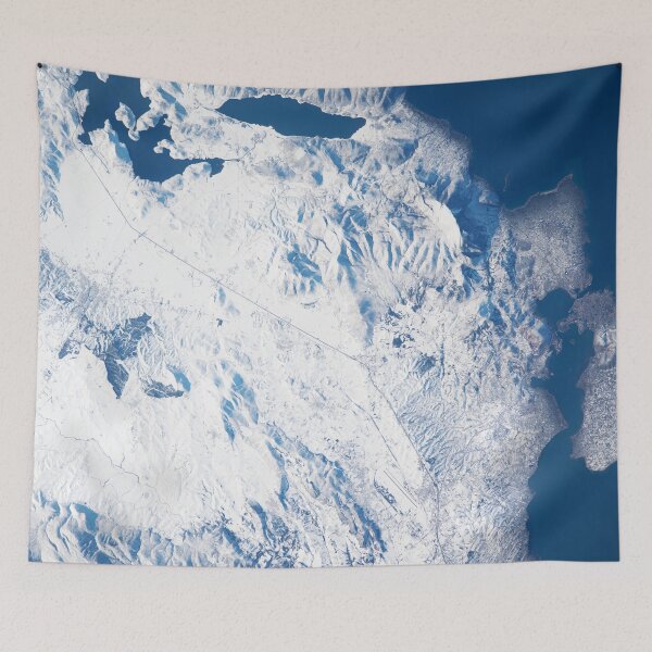 Item preview, Snow-washed Greece from space designed and sold by Raureif.