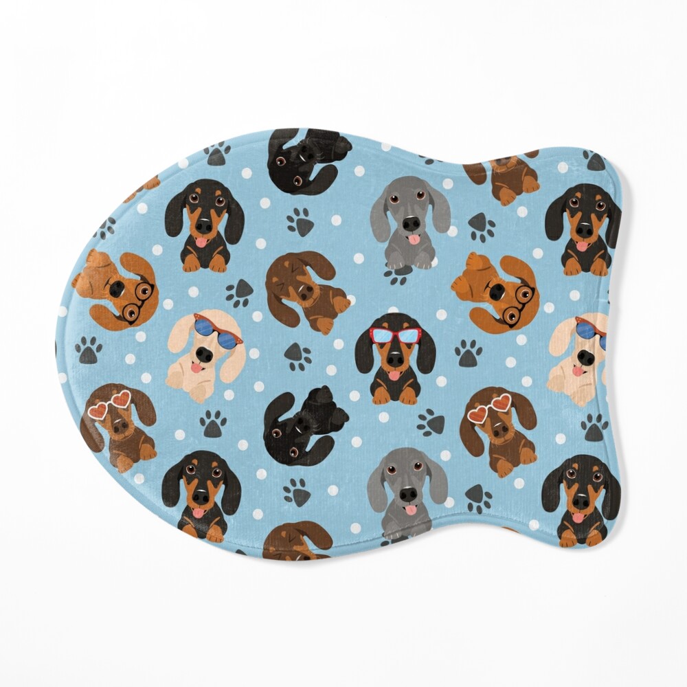 Happy Dachshund Sausage Dogs Pet Mat for Sale by Lulupainting