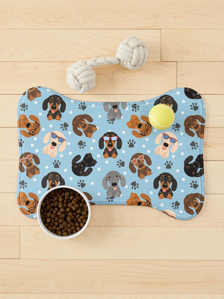 Happy Dachshund Sausage Dogs Pet Mat for Sale by Lulupainting
