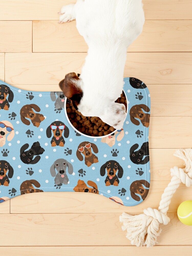 Discover Happy Dachshund Sausage Dogs - Pet Bowls Mat