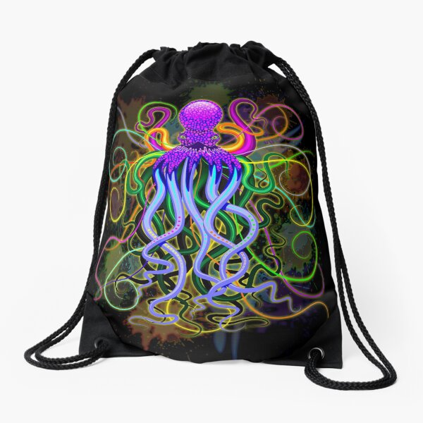Octopus Psychedelic Luminescence Drawstring Bag