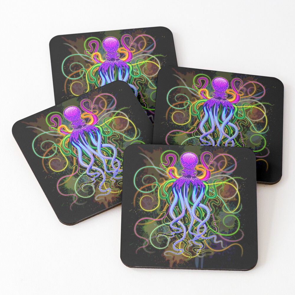 Octopus Psychedelic Luminescence Coasters (Set of 4)