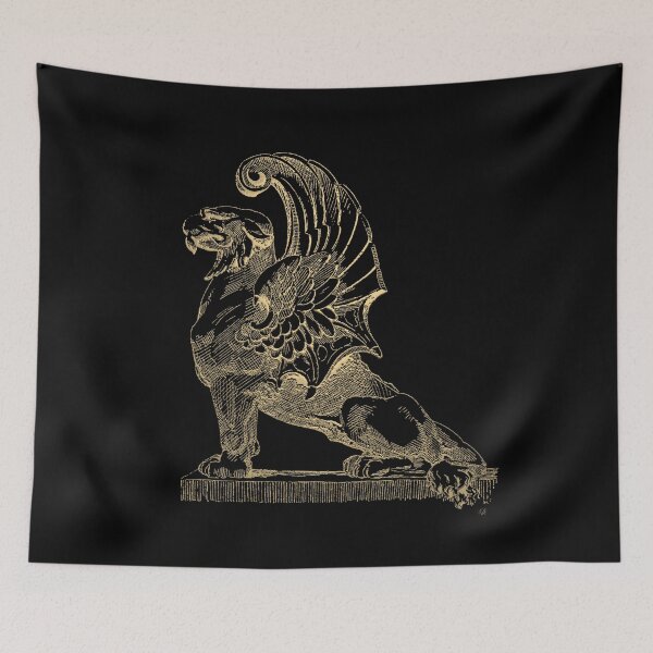 Item preview, Winged Chimera from Theater de Bellecour, Lyon, France, in Gold on Black designed and sold by Serge Averbukh Art Studio.