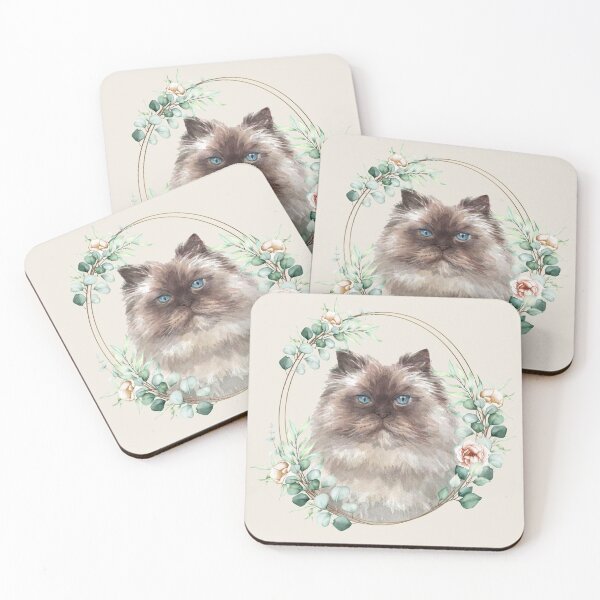 Item preview, Himalayan Cat in a Floral Gold Wreath Frame designed and sold by Alicia Chee.