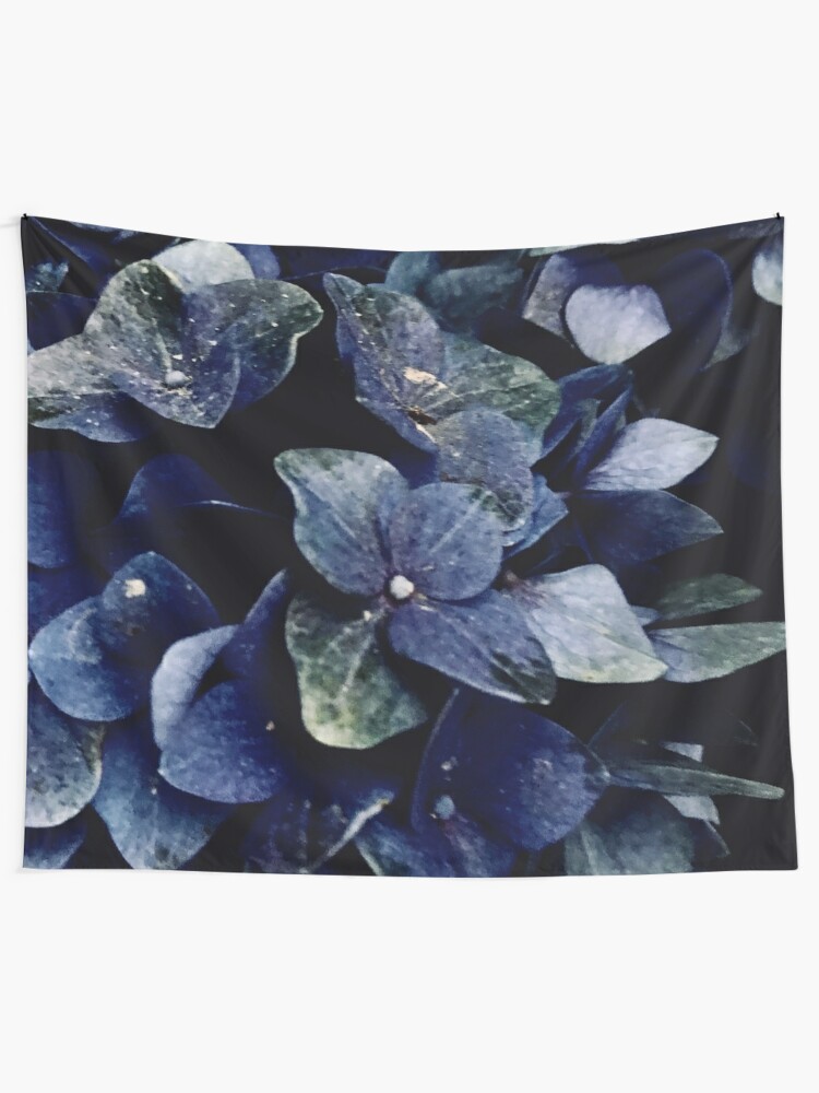 Tela decorativa «Hortensia Azul Oscuro Floral» de SweetDominique | Redbubble