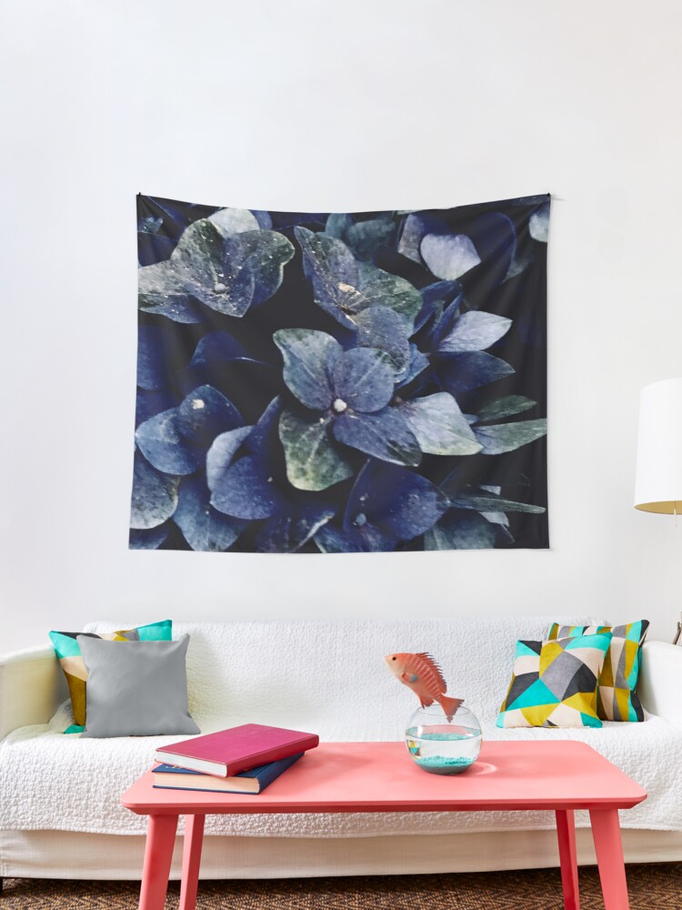 Tela decorativa «Hortensia Azul Oscuro Floral» de SweetDominique | Redbubble