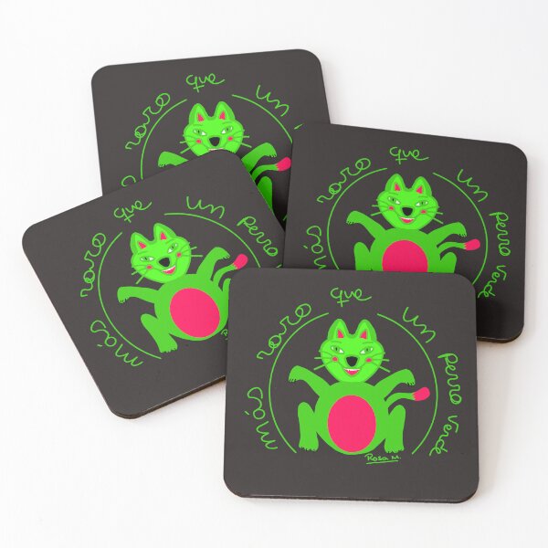 Item preview, green cat designed and sold by Rompeolas.
