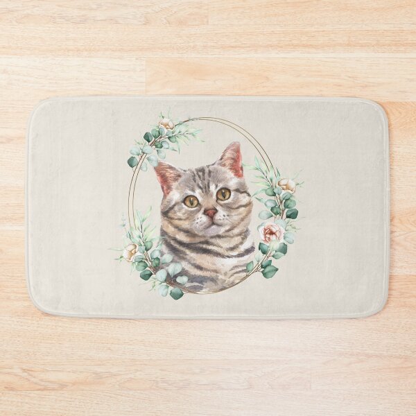 Item preview, American Shorthair Cat in a Floral Gold Wreath Frame designed and sold by Alicia Chee.