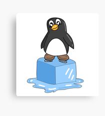 Penguin on ice Canvas Print