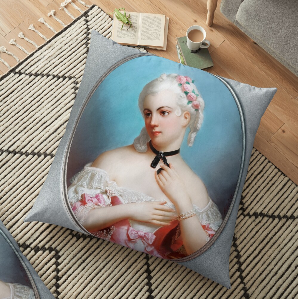 Portrait of Young Beauty with Pearls by Theodore Fantin-Latour 2 Portrait of Young Beauty with Pearls by Theodore Fantin-Latour Remastered Xzendor7 Classical Art Old Masters Reproductions Floor Pillow