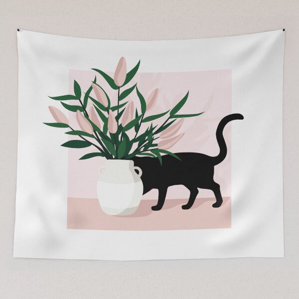 Item preview, Cat Hiding Behind Tulip Vase designed and sold by zykydesigns.