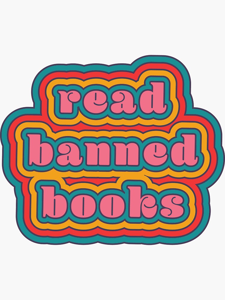 Thumbnail 3 of 3, Sticker, Read Banned Books groovy 70s vintage vibe free speech designed and sold by timoriedy.