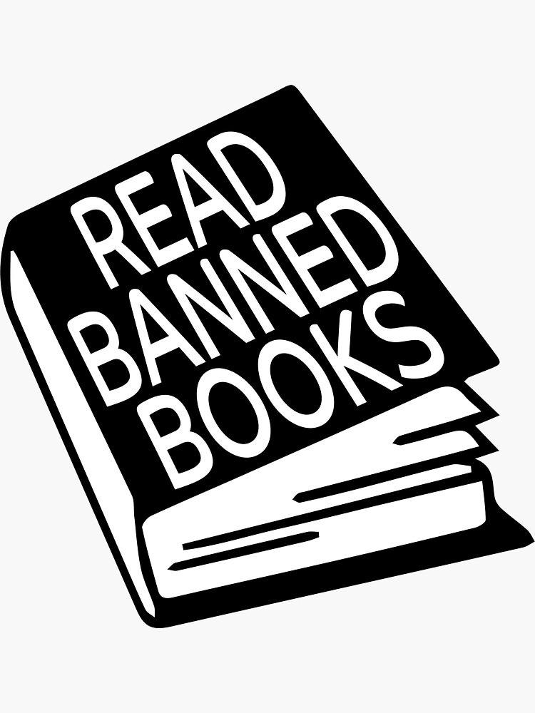 Thumbnail 3 of 3, Sticker, Read Banned Books sticker black white free speech designed and sold by timoriedy.