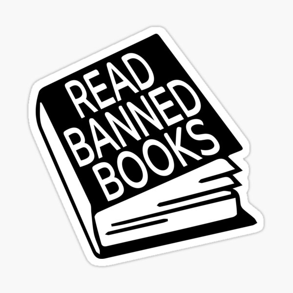 Item preview, Read Banned Books sticker black white free speech designed and sold by timoriedy.