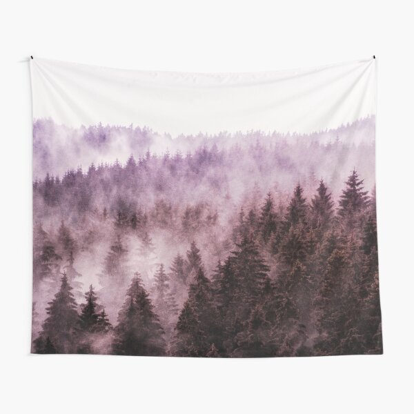 Item preview, Why Don't We Disappear // A Fuchsia Raspberry Fairytale Forest With Cascadia Trees Covered In Magic Fog designed and sold by Tordis Kayma.
