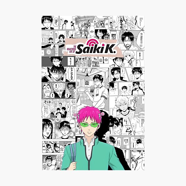 Item preview, Manga Saiki Black White Background designed and sold by parnellwagner.