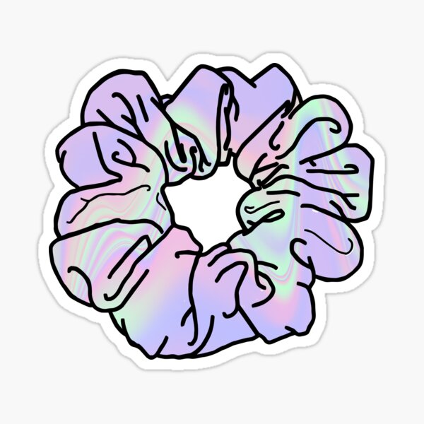 Fjernelse nægte controller VSCO Girl Purple Pink Cotton Candy Holographic Hair Scrunchie " Sticker for  Sale by EpicCreation | Redbubble