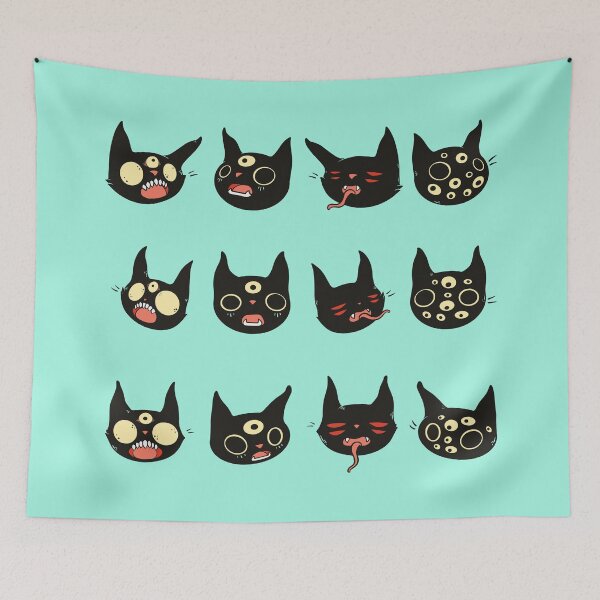 Item preview, Black Cat Heads, Creepy Cute Kitten Creatures designed and sold by cellsdividing.