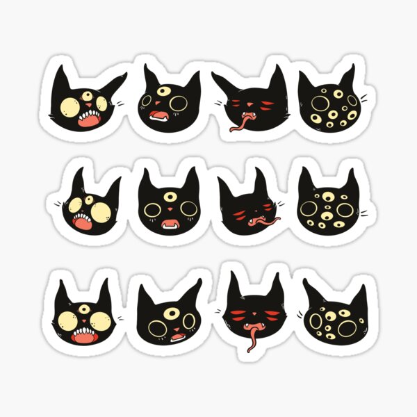 Item preview, Black Cat Heads, Creepy Cute Kitten Creatures designed and sold by cellsdividing.