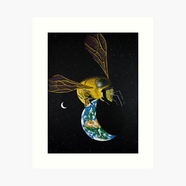 Bee Here Now - prints, cards and stickers Art Print