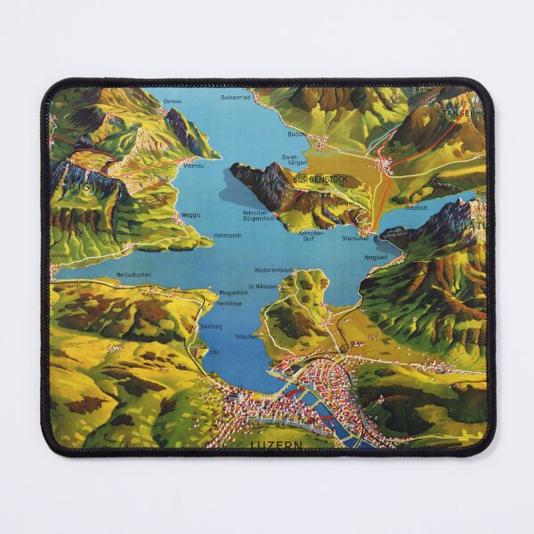 Item preview, SWITZERLAND Lake of Lucerne and the Mountain Railways 1945 Vintage Travel Poster designed and sold by retroposters.