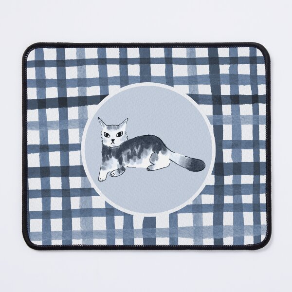 Item preview, Cat with background grid in blue palette designed and sold by Aidi Riera.