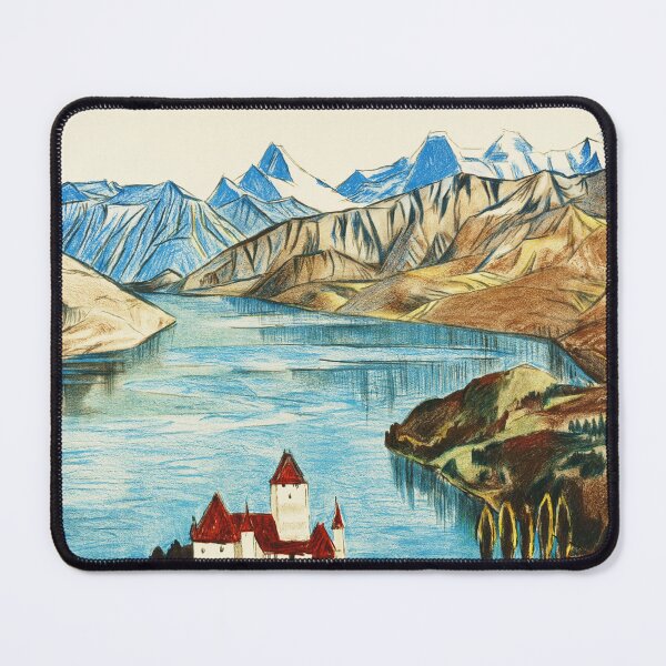 Item preview, SPIEZ TOWN LAKE THUN Bernese Oberland Switzerland 1925 Vintage Tourism Poster Advertisement designed and sold by retroposters.