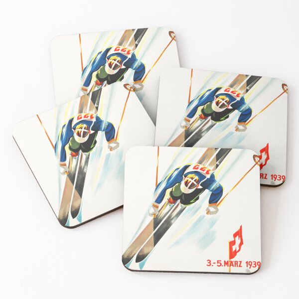 Item preview, SCHWEIZ SKIRENNEN UNTERWASSER Switzerland Vintage Winter Sports Ski Poster 1939 by Martin Peikert designed and sold by retroposters.