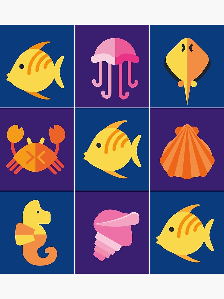 "Cute sea animals" Poster for Sale by APURU | Redbubble