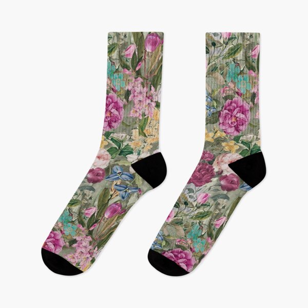 Item preview, Elegant vintage floral purple flowers and roses, botanical pattern, vintage floral illustration, beige green flowers design  designed and sold by ZeinabTaha.