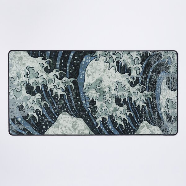 Black and White Desk Mat Wave Mousepad Hokusai Great Wave 