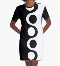 Black White Mod Graphic T-Shirt Dress