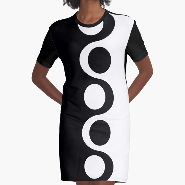 Black White Mod Graphic T-Shirt Dress