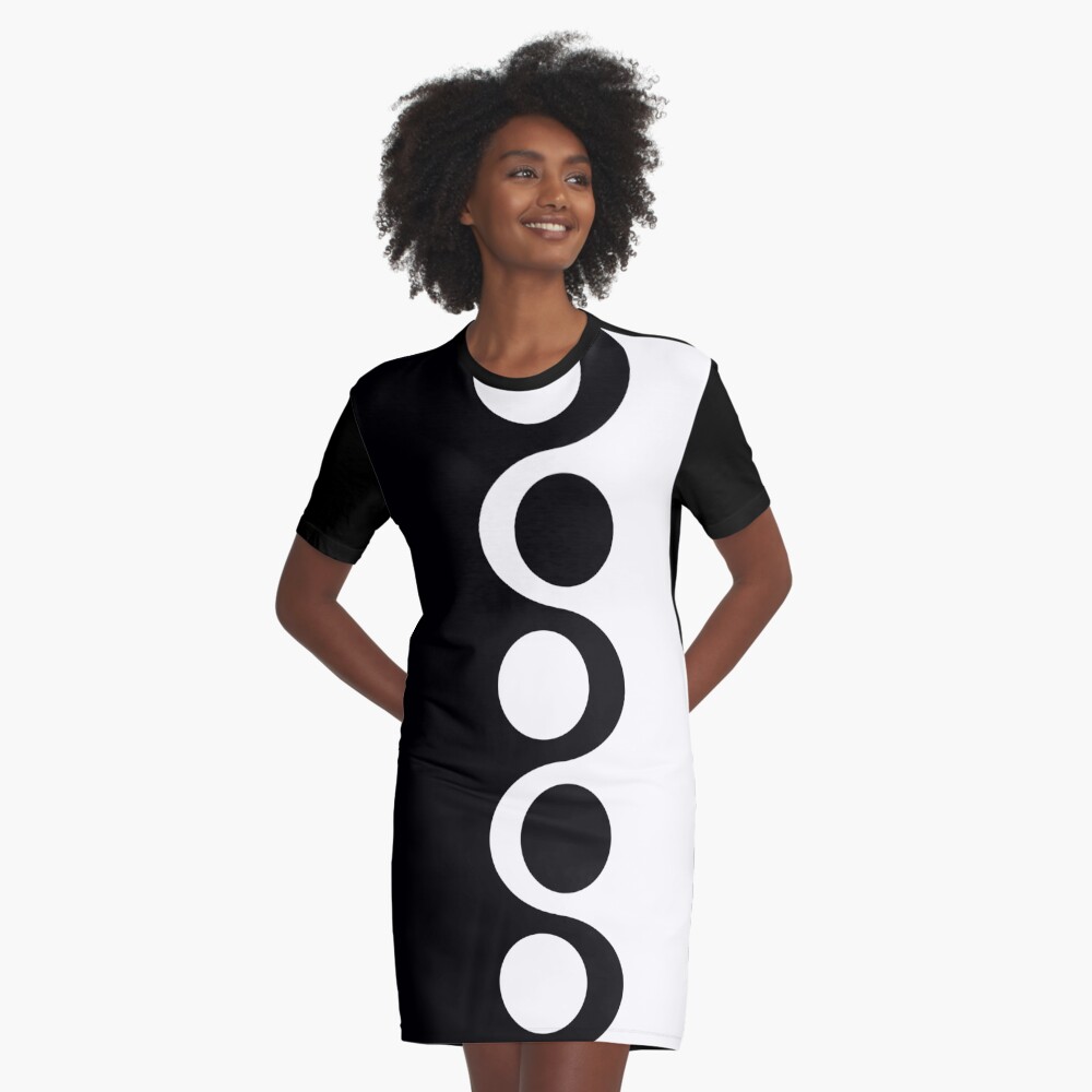 Black White Mod Graphic T-Shirt Dress