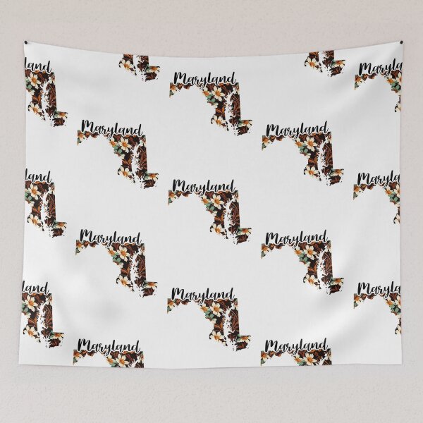 Item preview, Floral Map of USA States Maryland - Map of Maryland designed and sold by AmethystMurad.