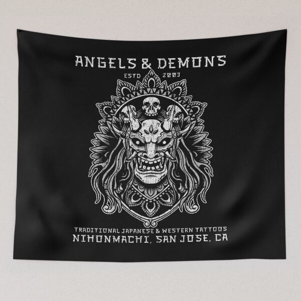 Item preview, Angels & Demons, Nihonmachi, San Jose, Tattoo Studio, Oni Mask Traditional Japanese Demon designed and sold by Proverbial Wisdom Design.