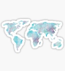 World Map Ocean Blue Watercolor Sticker