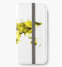 World Map Vivid Yellow Watercolor iPhone Wallet/Case/Skin